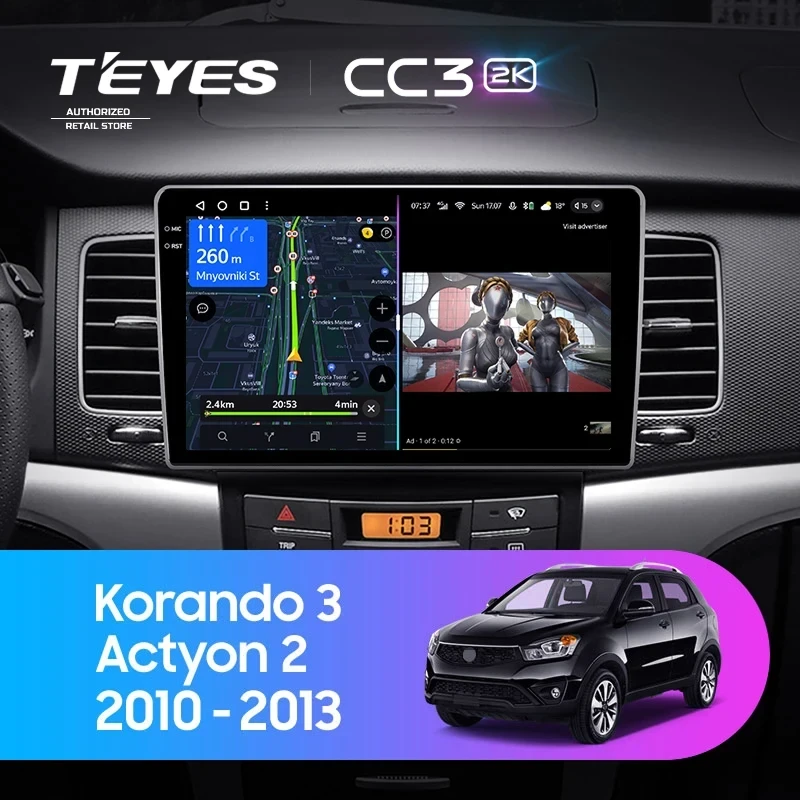 Штатная магнитола Teyes CC3 2K 6/128 SsangYong Korando 3 Actyon 2 (2010-2013)
