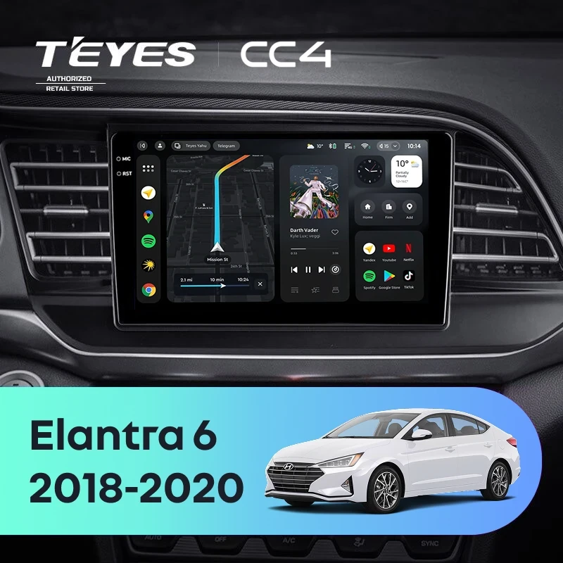 Штатная магнитола Teyes CC4 6/64 Hyundai Elantra 6 (2018-2020) Тип-A
