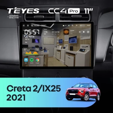 Штатная магнитола Teyes CC4 Pro 8/128 Hyundai Creta 2 (2021-2022) (глянец) F2 (11")