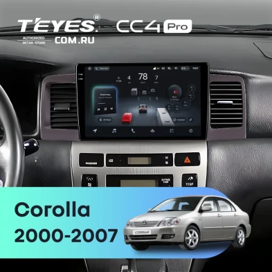 Штатная магнитола Teyes CC4 Pro 8/128 Toyota Corolla 120 (2000-2007) (коричневая) F1