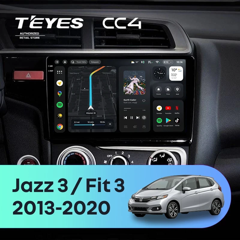 Штатная магнитола Teyes CC4 8/128 Honda Fit 3 (2013-2020) Тип-B