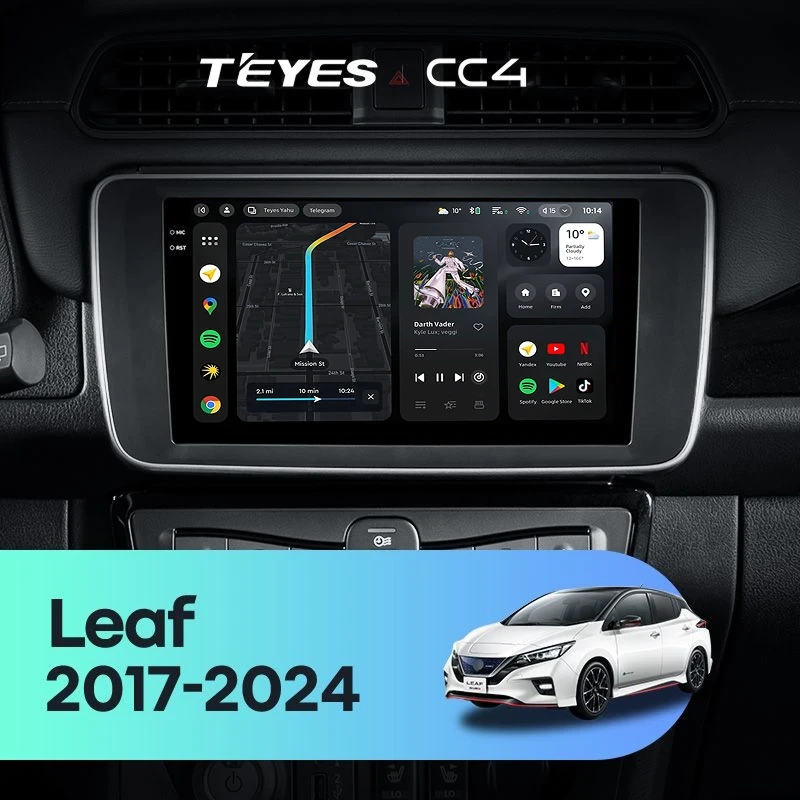 Штатная магнитола Teyes CC4 6/64 Nissan Leaf ZE1 (2017-2024)