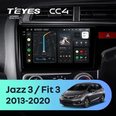 Штатная магнитола Teyes CC4 8/128 Honda Fit 3 GP GK (2013-2020) Тип-A Правый руль