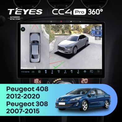 Штатная магнитола Teyes CC4 Pro 360 12/256 Peugeot 308 (2007-2015) (13")
