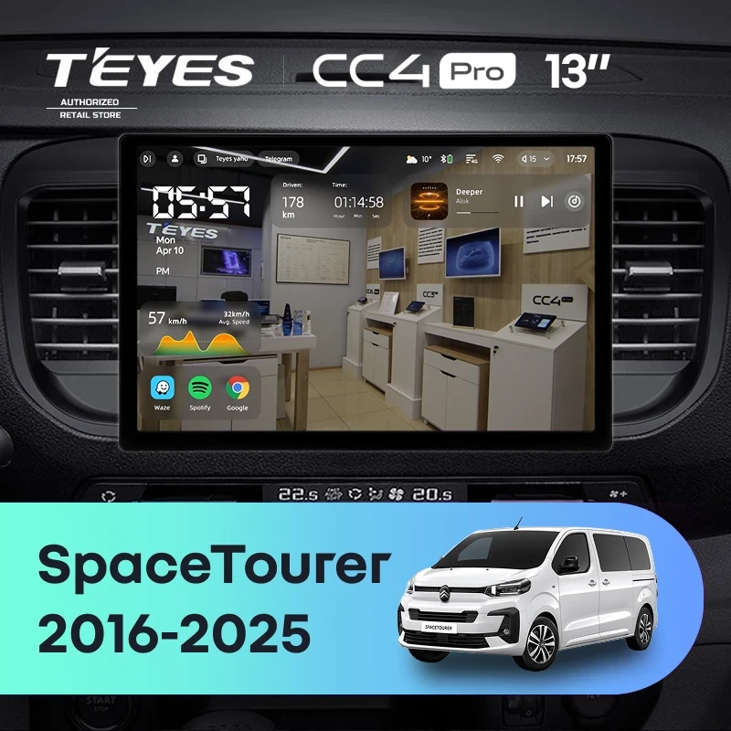 Штатная магнитола Teyes CC4 Pro 12/256 Citroen SpaceTourer (2016-2026) (13")