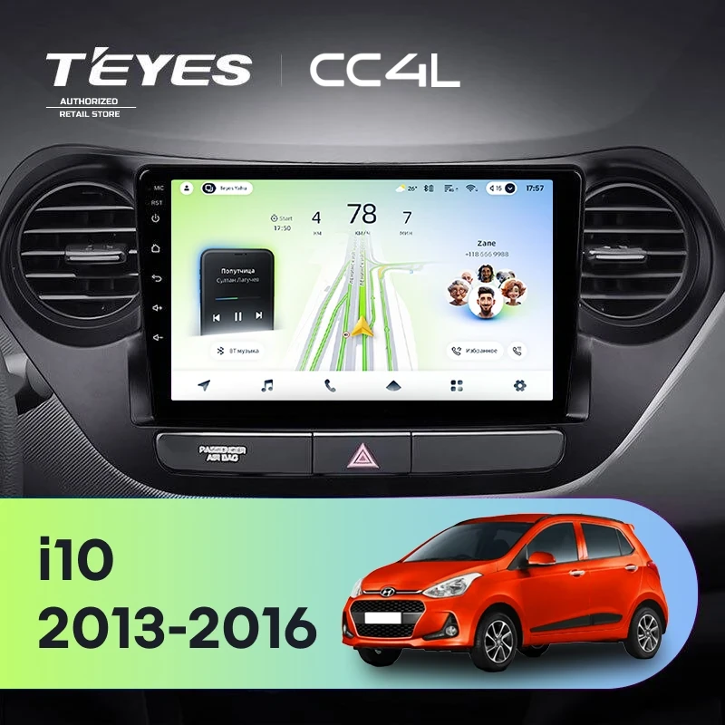 Штатная магнитола Teyes CC4L 4/64 Hyundai i10 (2013-2016)