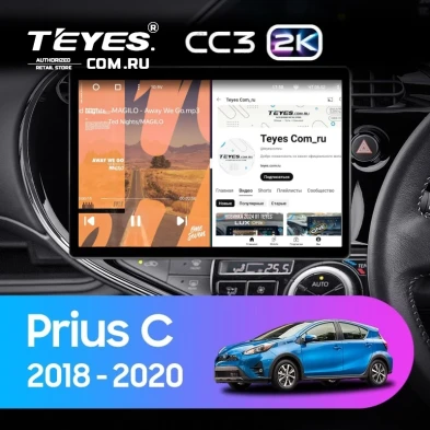 Штатная магнитола Teyes CC3 2K 6/128 Toyota Prius C (2018-2020) Правый руль (13")