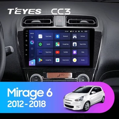 Штатная магнитола Teyes CC3 4/32 Mitsubishi Mirage 6 (2012-2018)