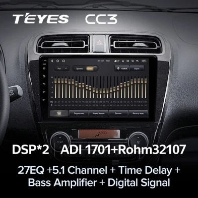 Штатная магнитола Teyes CC3 4/32 Mitsubishi Mirage 6 (2012-2018)