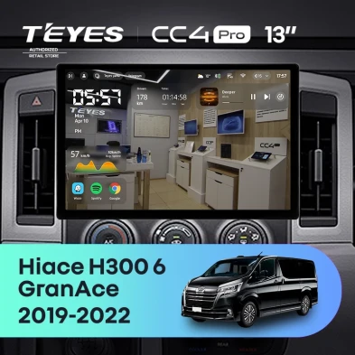 Штатная магнитола Teyes CC4 Pro 12/256 Toyota Hiace H300 VI (2019-2022) Тип-A (13")