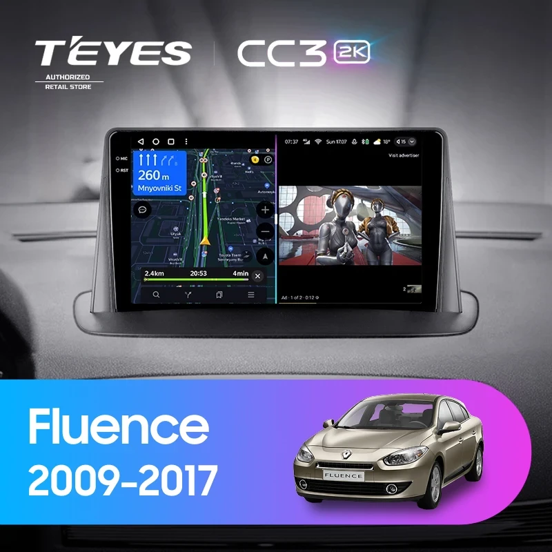 Штатная магнитола Teyes CC3 2K 360 6/128 Renault Fluence (2009-2017)