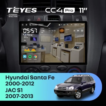 Штатная магнитола Teyes CC4 Pro 12/256 Hyundai Santa Fe SM (2000-2012) (11")