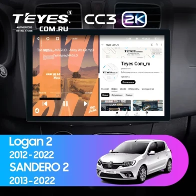Штатная магнитола Teyes CC3 2K 4/32 Renault Sandero 2 (2013-2022) F1 (13")