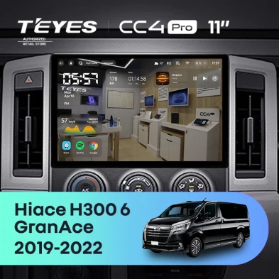 Штатная магнитола Teyes CC4 Pro 8/128 Toyota Hiace H300 VI (2019-2022) Тип-B (11")
