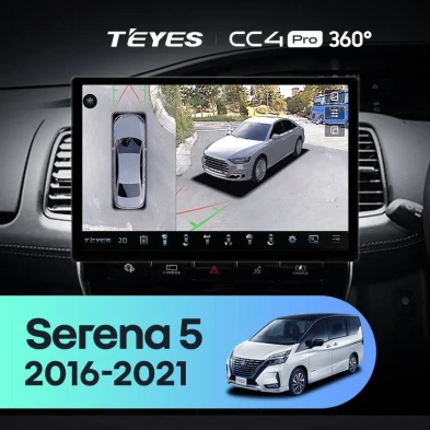 Штатная магнитола Teyes CC4 Pro 360 8/128 Nissan Serena 5 V C27 (2016-2021) F1 Правый руль (13")