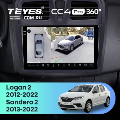 Штатная магнитола Teyes CC4 Pro 360 12/256 Renault Sandero 2 (2013-2022) F1 (10")