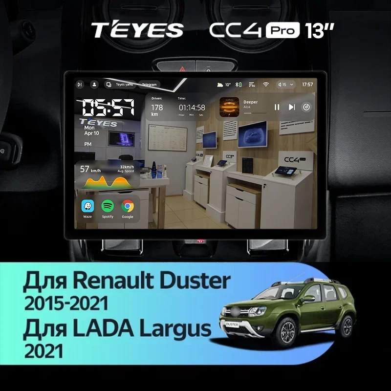 Штатная магнитола Teyes CC4 Pro 8/128 Renault Duster (2015-2021) F1 (13")