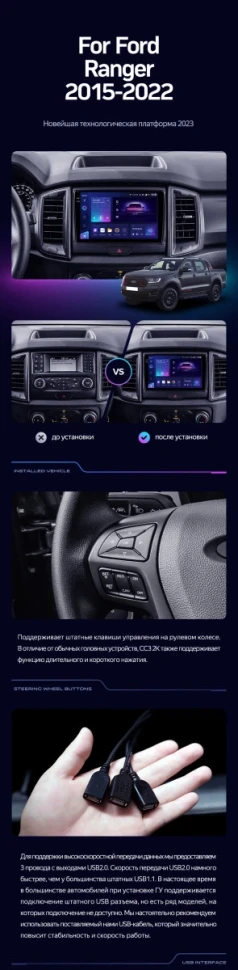 Штатная магнитола Teyes CC3L 4/32 Ford Ranger P703 (2015-2022) Тип-C