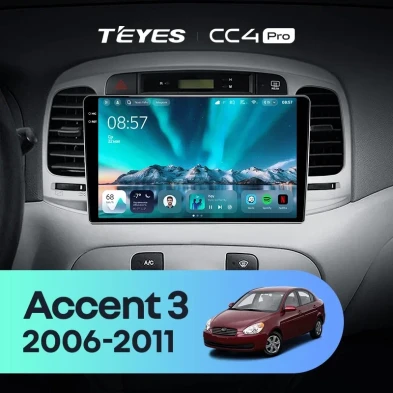 Штатная магнитола Teyes CC4 Pro 8/128 Hyundai Accent 3 (2006-2011)