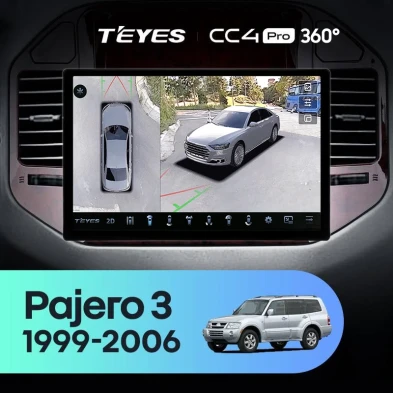 Штатная магнитола Teyes CC4 Pro 360 12/256 Mitsubishi Pajero 3 V70 V60 (1999-2006) (13")