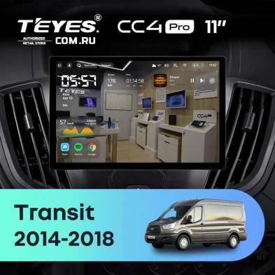Штатная магнитола Teyes CC4 Pro 8/128 Ford Transit Van L3H2 (2014-2018) (11")