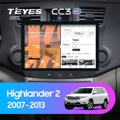 Штатная магнитола Teyes CC3 2K 6/128 Toyota Highlander 2 XU40 (2007-2013) F2 (13")